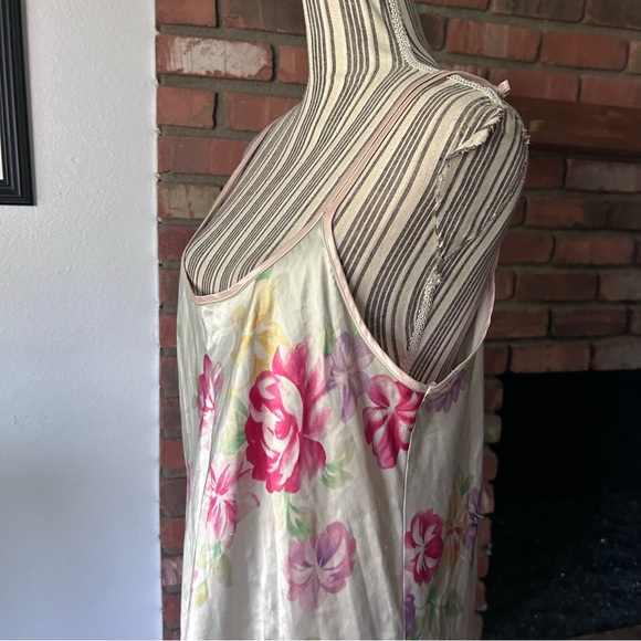 VTG Oscar de la Renta Floral Maxi Satin Slip Dress Sz L - Picture 5 of 10